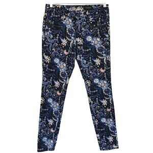 Club Monaco Floral Pattern Alessia Corduroy Skinny Jeans Size 6 Zip Pockets